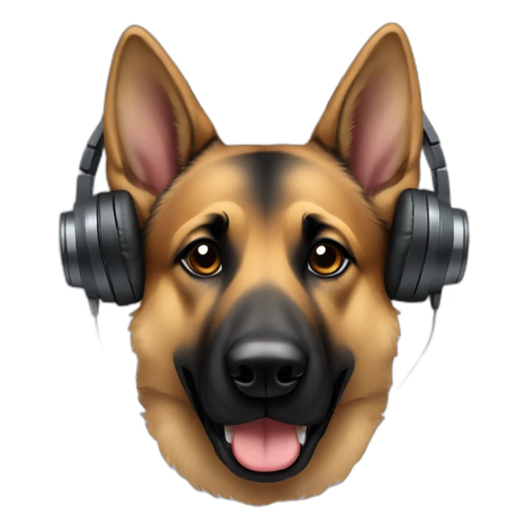 german shepherd black ears with headphones sticker