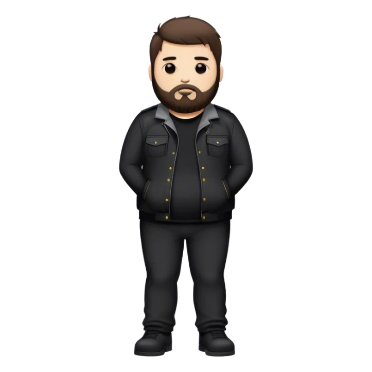 fat emo man with dark brown hair beard emo outfit standing  sticker