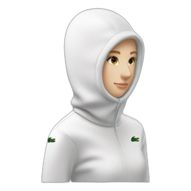 white girl lacoste balaclava with lacoste sticker