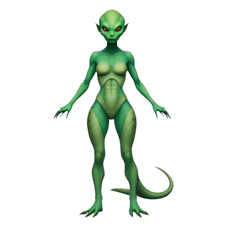 reptilian alien woman, full body, full figure sticker
