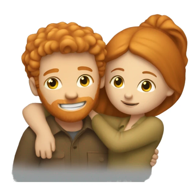 Ginger man and brunette girl hugging sticker