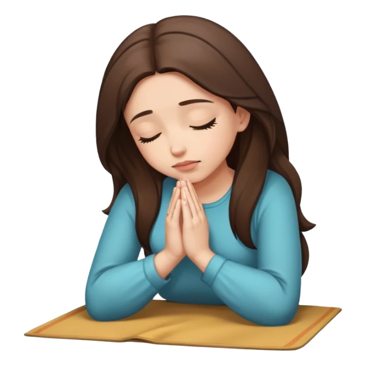 Brunette haired woman praying with her head on the floor sticker