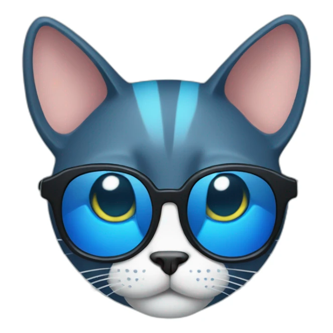 a blue kawaï cat round ears wearing sunglasses sticker