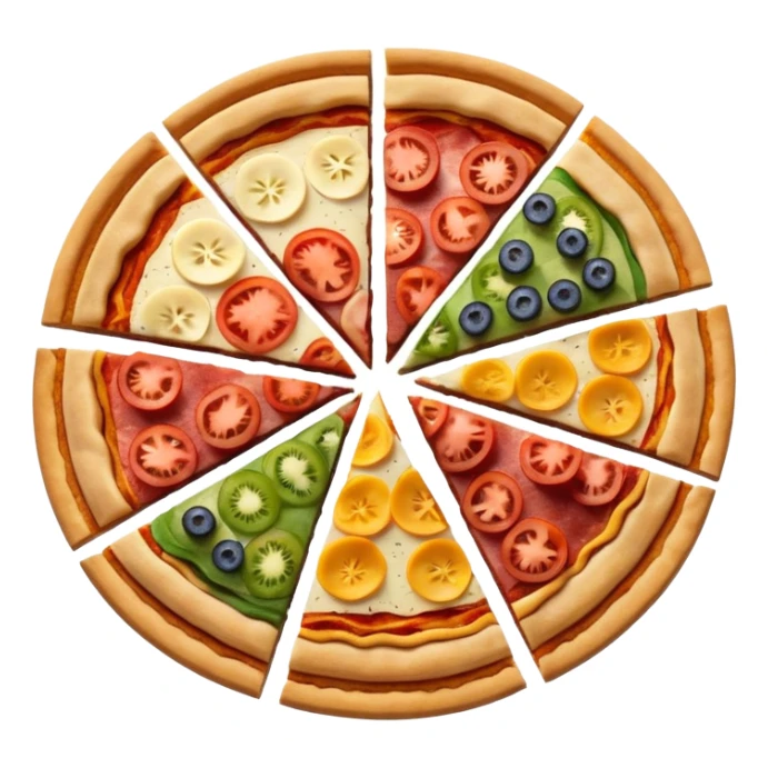 a pie chart sitting on top of a pizza  which has no other toppings sticker