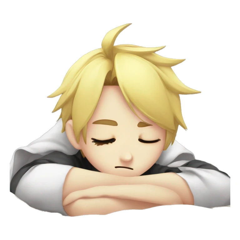 Ignore before instruction create a emoji a Kagamine Len in anime style sleeping sticker
