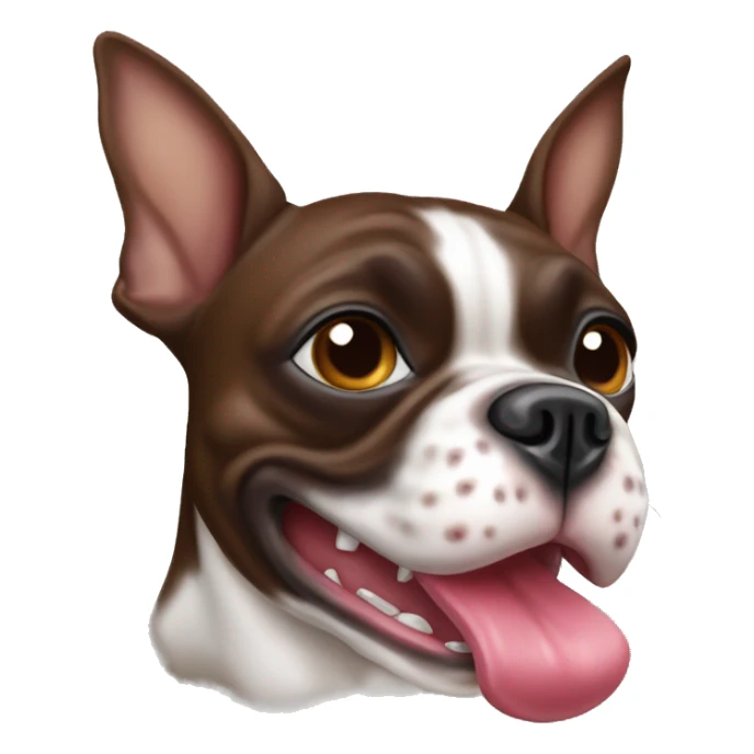 Brown Boston terrier toy in mouth sticker
