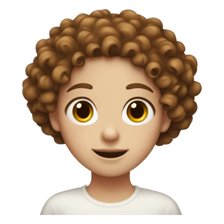 white freckle girl with curly brown hair sticker
