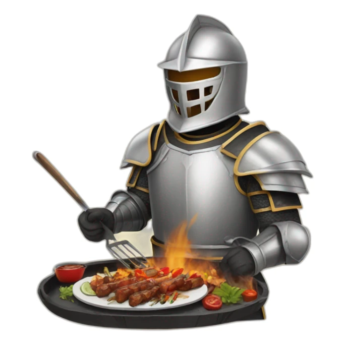 helmeted knight eating filipino bbq sticker