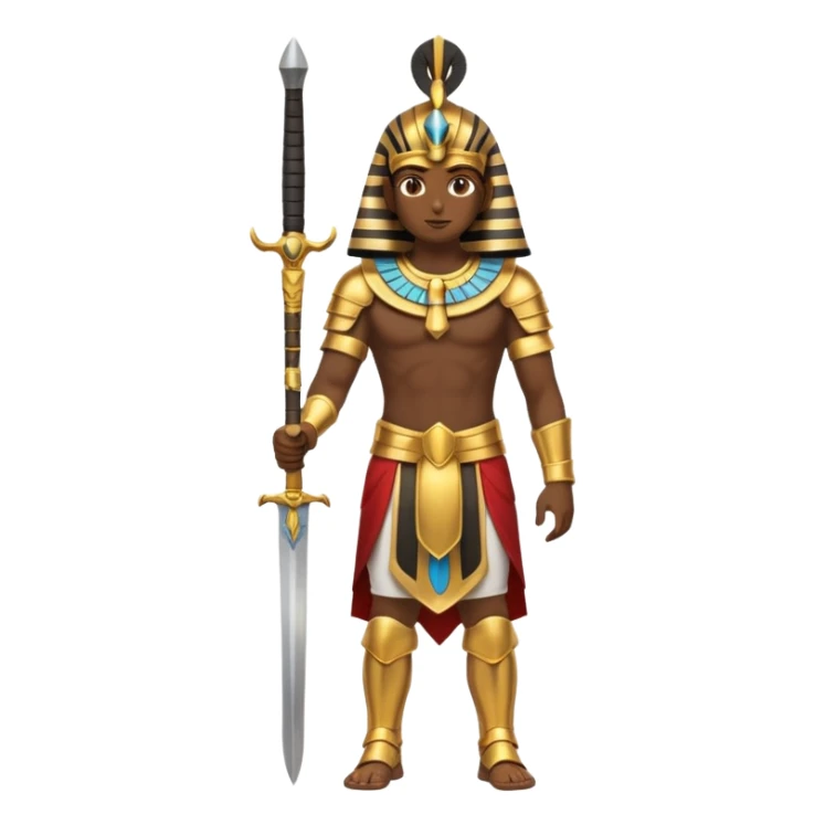 fullbody egyptian ancient soldier with sword and golden armor sticker