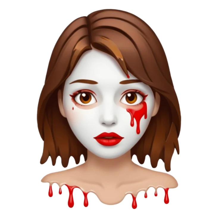Brown Hair, Woman, white paint drip, face, hot, Sexy, lips sticker