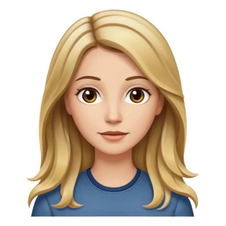 Mulher branca, cabelos longos liso com as pontas ondulado castanho com loiro com luzes  sticker