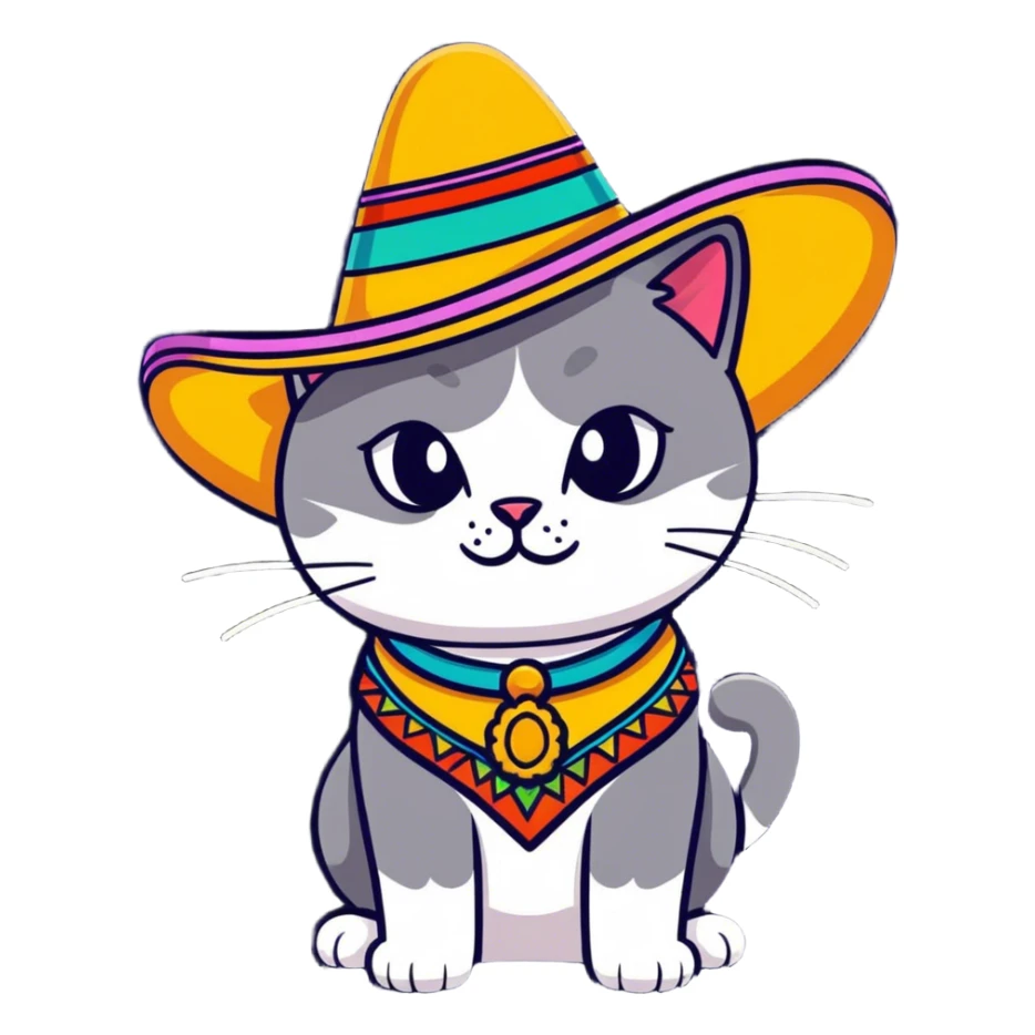 Gato con sombrero y maquillado sticker
