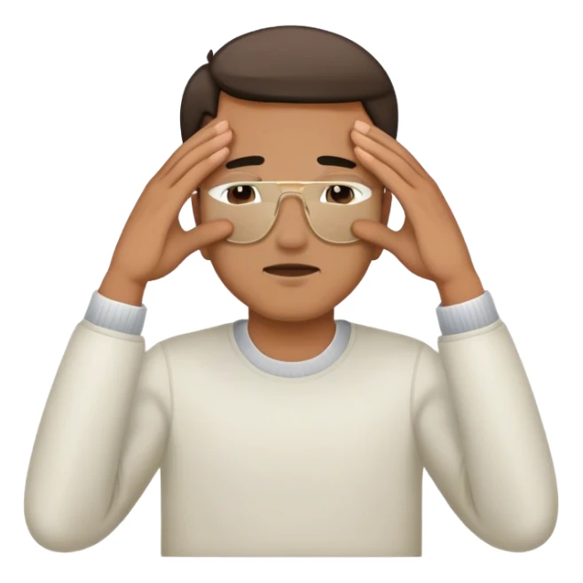 Man covering his eyes with his hands sticker