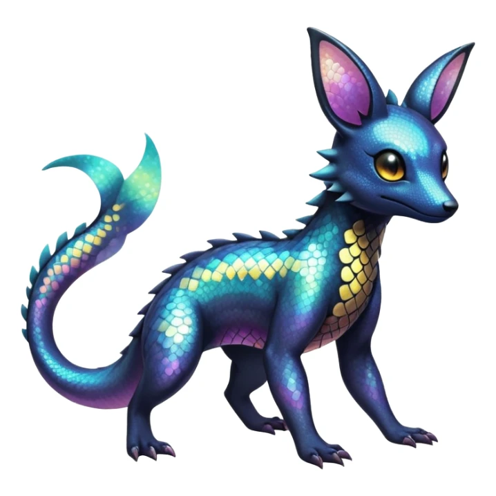 Pastel Iridescent Shiny Sparkly Exotic Salandit-Umbreon-Fakémon-hybrid-creature (full body)  sticker