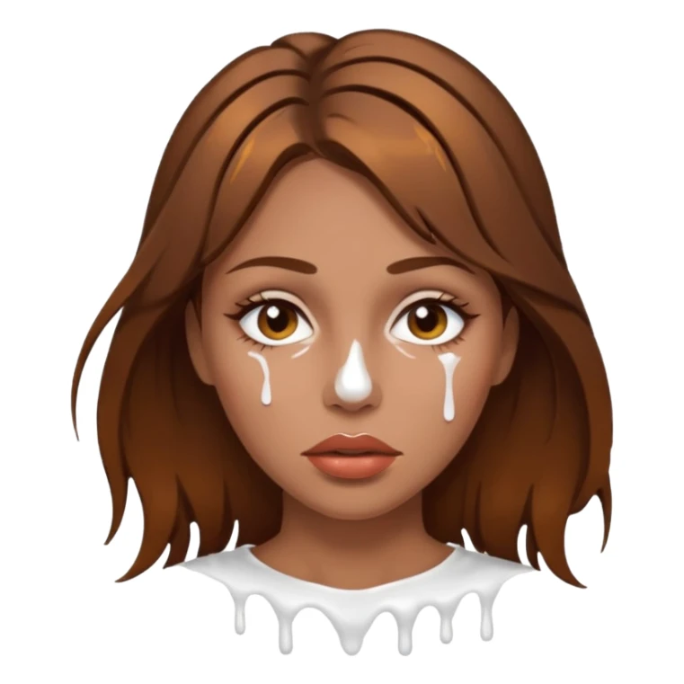 Brown Hair, Woman, white paint drip, face, hot, Sexy, lips sticker