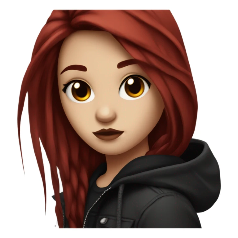 Emo girl with dark red hair and black eyeliner  sticker