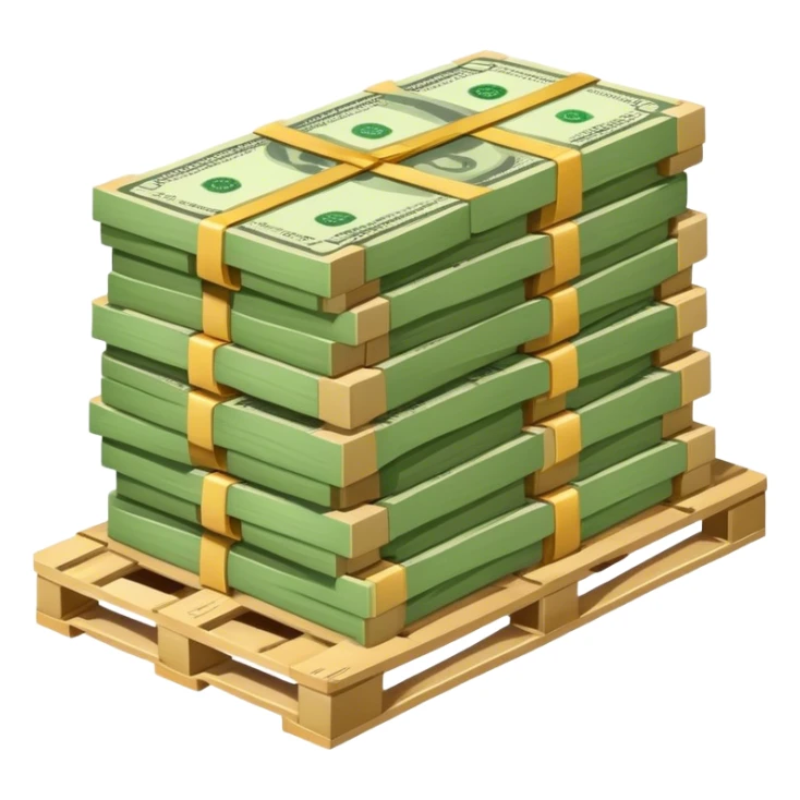 pallet full of money perfectly stacked sticker