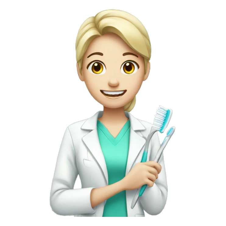 dentist girl with a toothbrush in his hand sticker