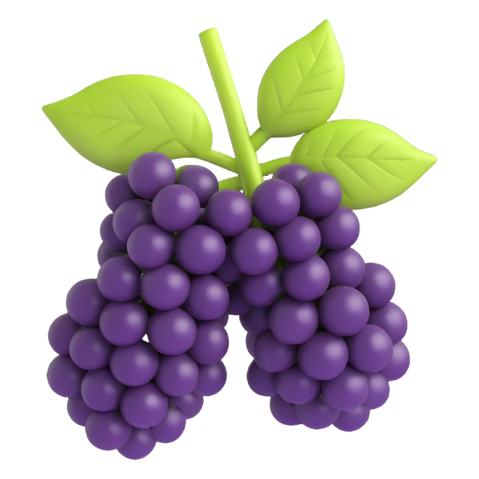 3D emoji style, blackberry (black berry fruit), three-dimensional and lively, no background sticker