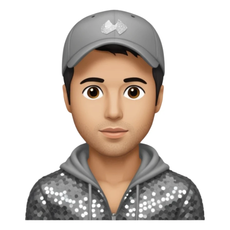 Enrique Iglesias with gray sequin outfit sticker