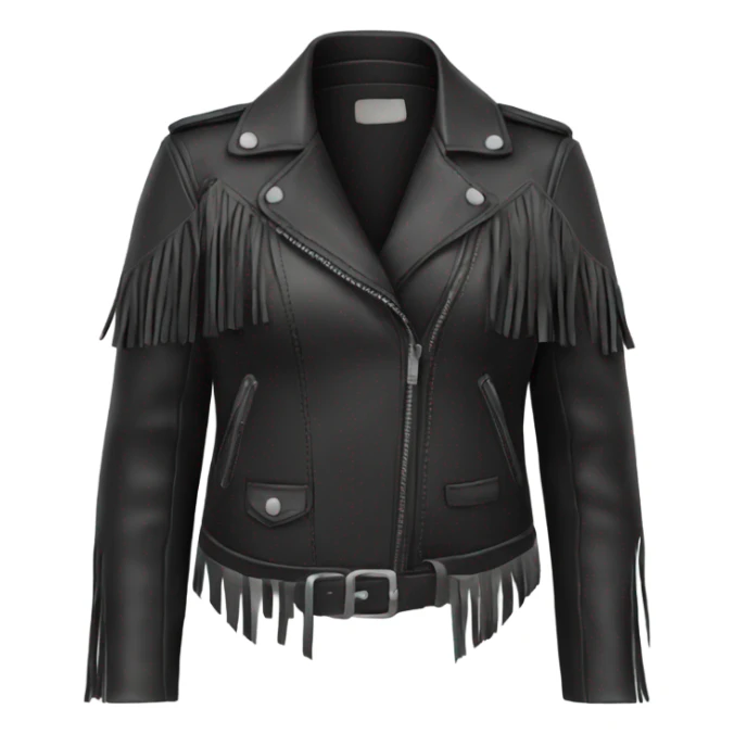 women’s black leather jacket with fringe sticker