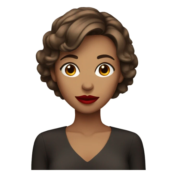 women with brown short hair with red lips sticker