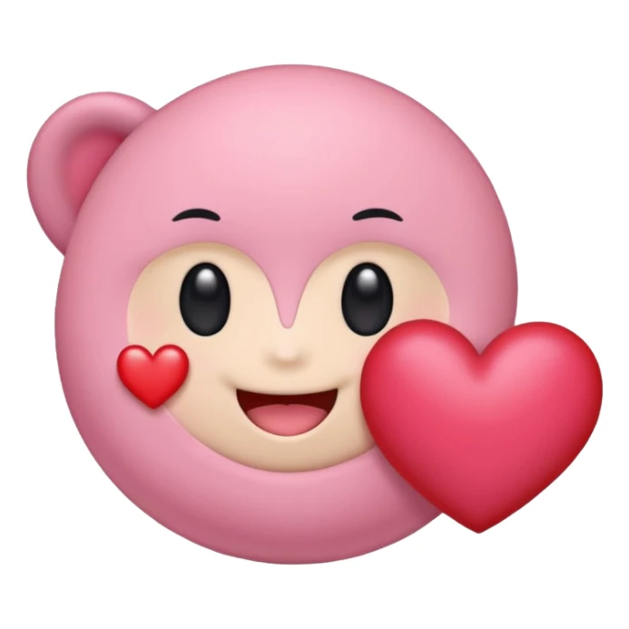 create a chibi sticker of Kirby smiling with a heart in his hands sticker