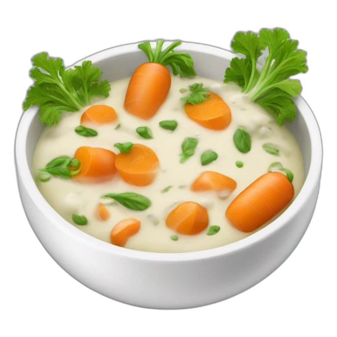 plat en sauce blanche avec des carottes et des poireaux sticker