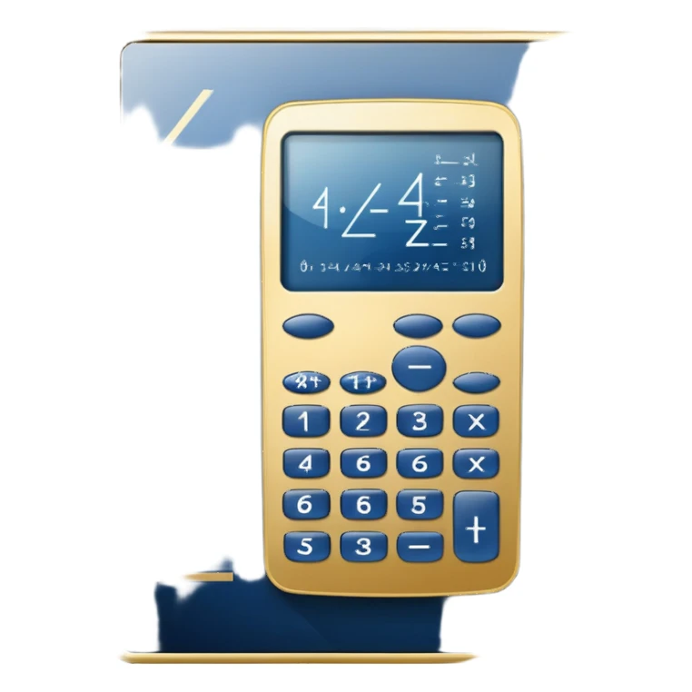 An icon featuring mathematical formulas, a calculator, geometric shapes, and the golden ratio with calculations, symbolizing mathematics. The design includes a ruler, and a graph, representing the study of numbers, equations, and spatial relationships. Transparent background sticker