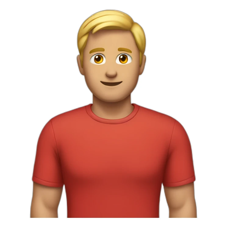 Full body picture of a male in a red shirt sticker