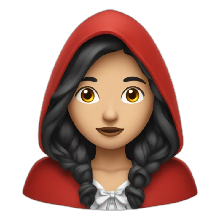 red-ridding-hood-with-long-black-strait-hair-with-white-break sticker