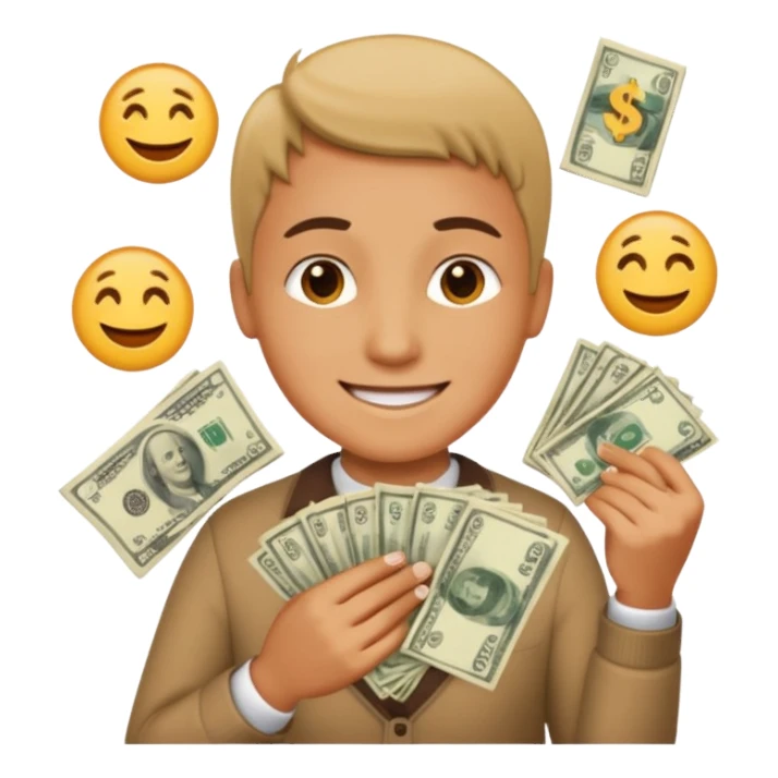 A caring parent counting money with family icons emoji sticker