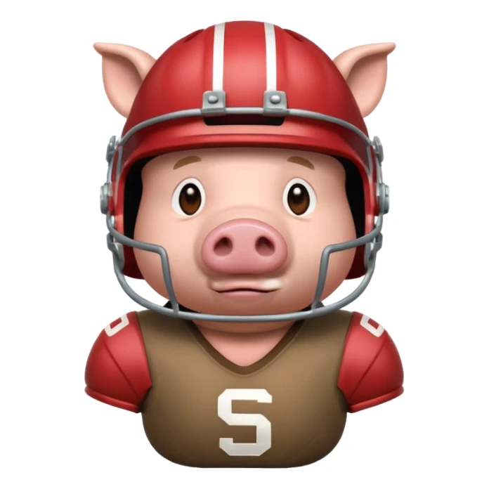american football player pig with sticker