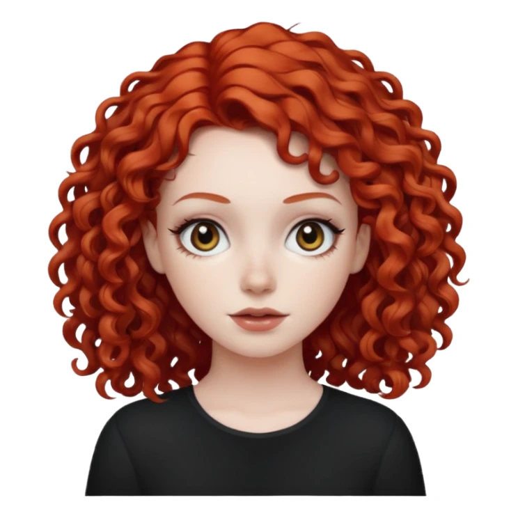 White girl with red curly hair and black eyes sticker