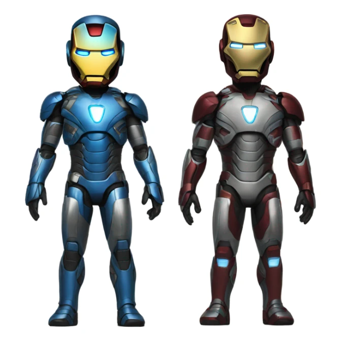 Ironman with a black and blue ironman suit sticker