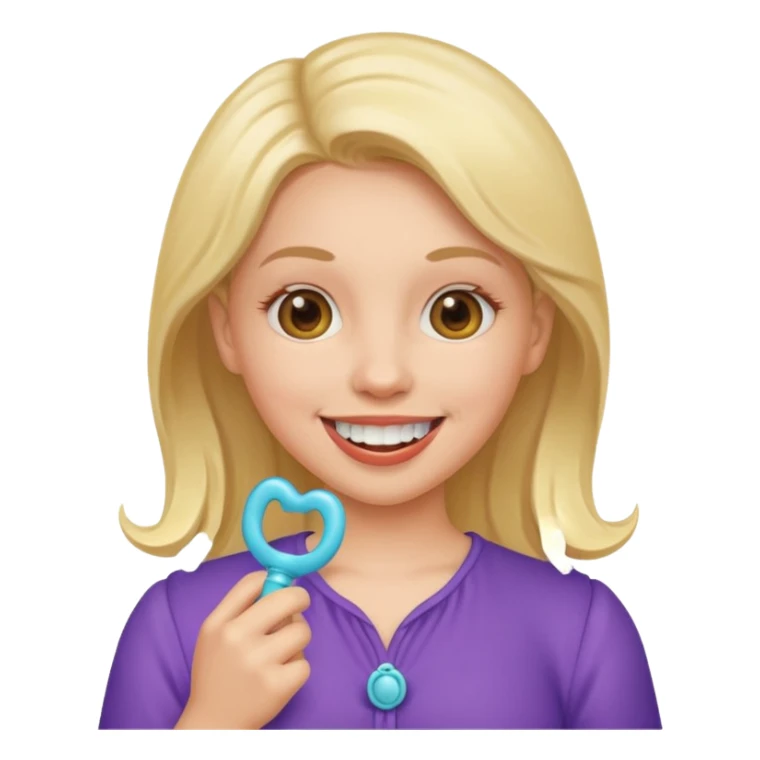 A woman holding a pacifier sticker