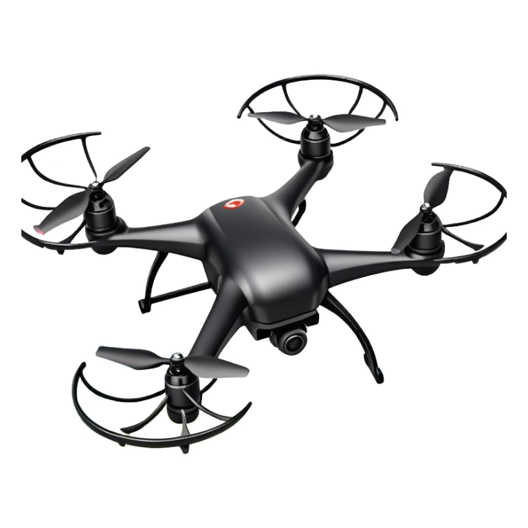 An icon showing a racing quadcopter drone in the foreground, flying at high speed through a course filled with obstacles and checkpoints. Other drones zoom in the background over a dynamic landscape. Transparent background highlights the thrill and precision of drone racing. sticker