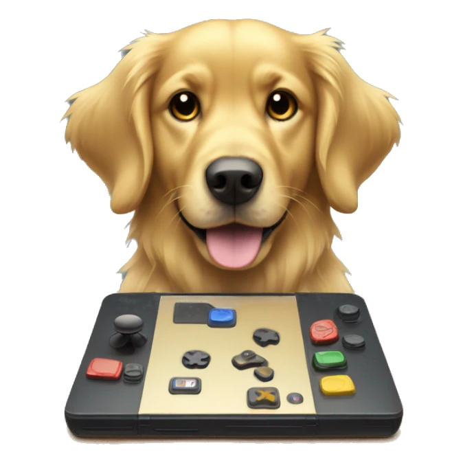 golden retriever with gaming pad concentrated gaming sticker
