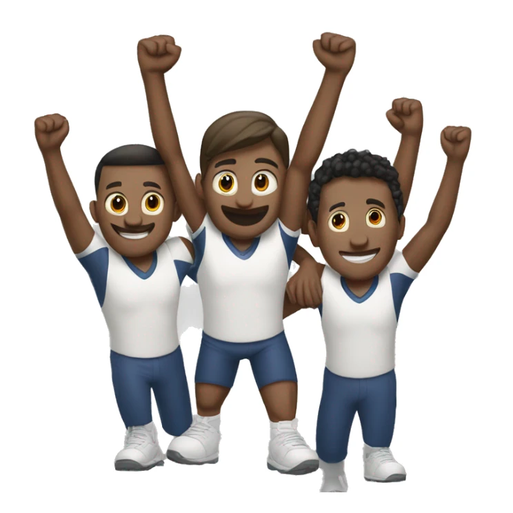 team of 5 with arms up sticker