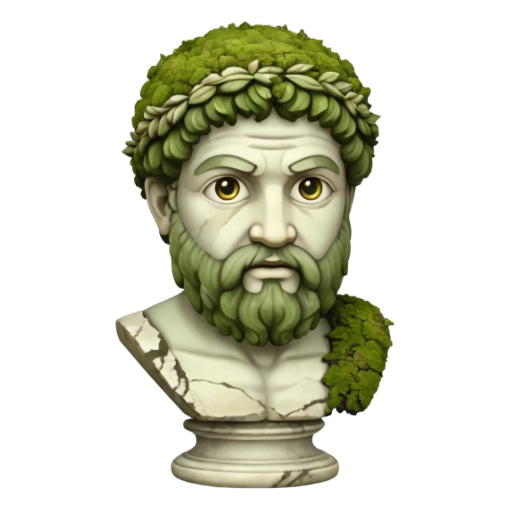Greek sculpture with moss sticker