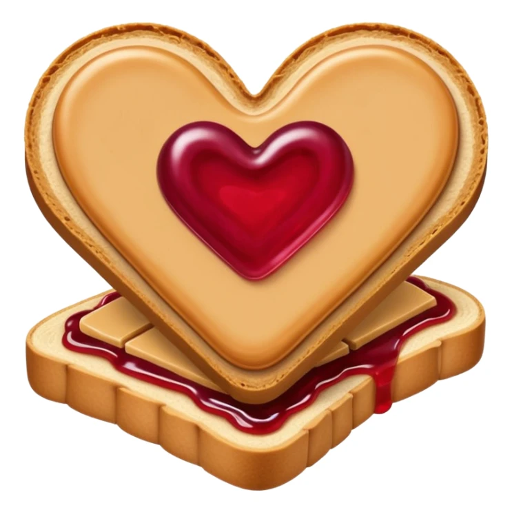 peanut butter and jelly, and between them a heart sticker