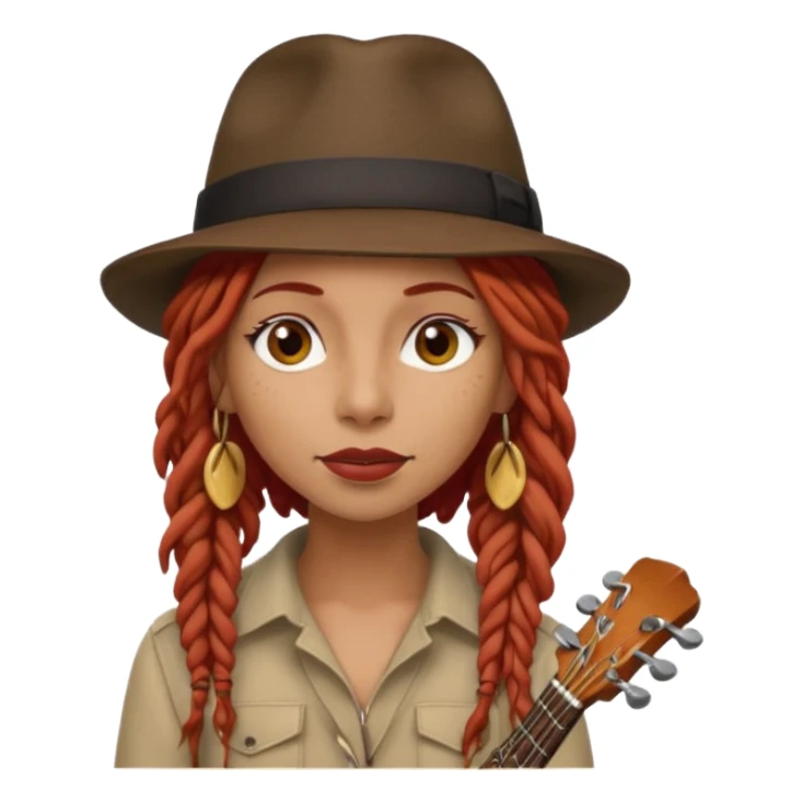 female red haired Musician with dreadlocks and fedora sticker