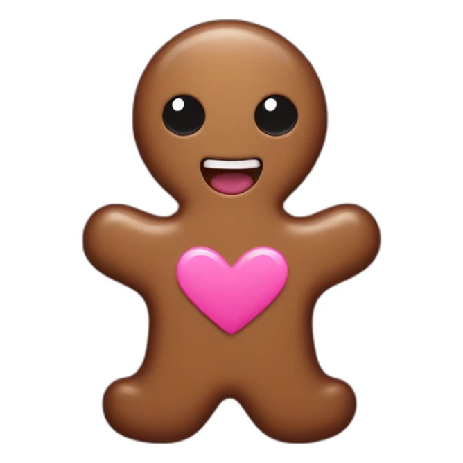 Dark brown gingerbread man with pink heart-shaped eyes sticker