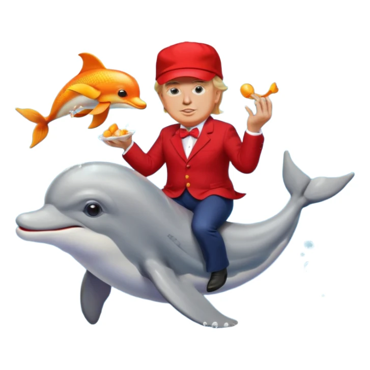 trump at walmart while riding a dolphin and eating goldfish  sticker