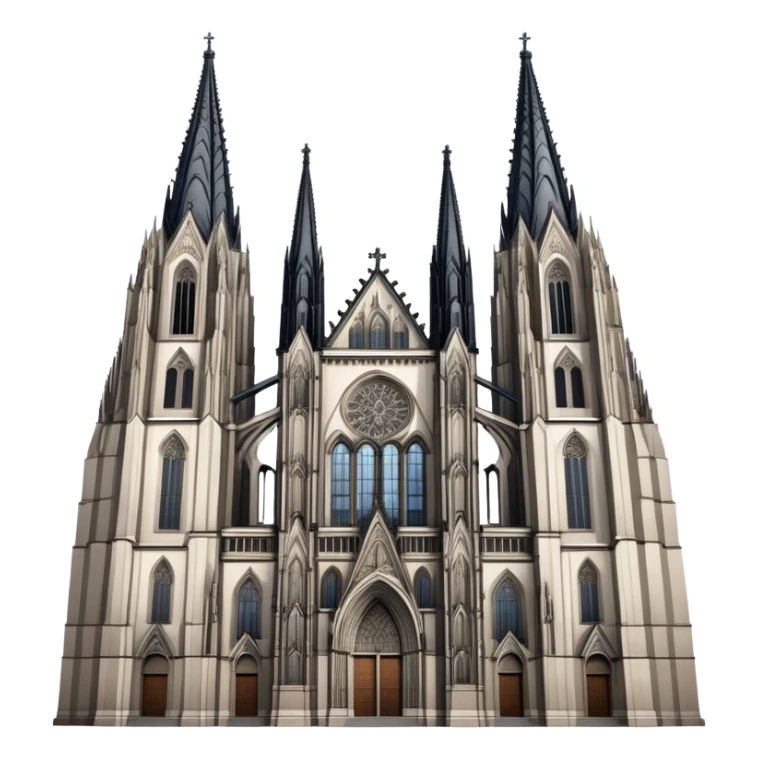 Cinematic Realistic Cologne Cathedral Landmark Emoji, showcasing Gothic architecture rendered with detailed stone textures and majestic, dynamic lighting. two tall towers on either side sticker