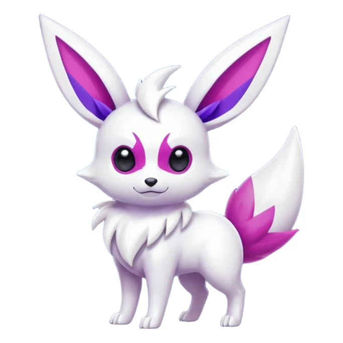 Shiny White with Violet and Indigo and pink markings Eevee-Zangoose-Pokémon-Digimon-Fakémon-fusion-hybrid-creature sticker