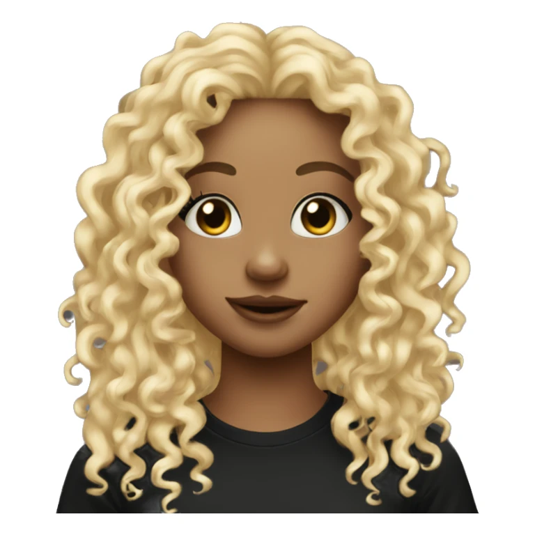 Blonde curly girl in black t shirt with nose ring piercing   sticker