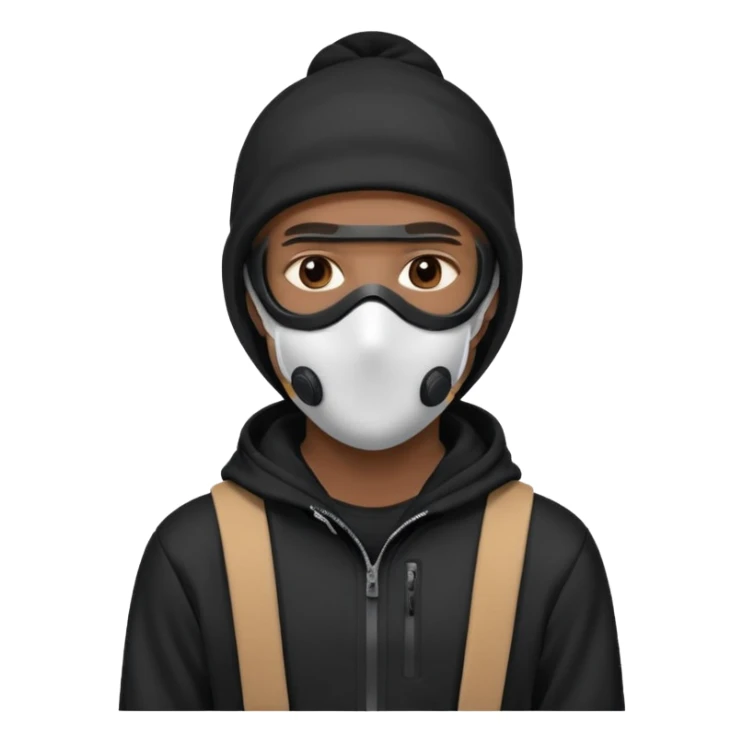 skier with black goggles hoodie and face mask looking stylish like an underground rapper. I said mask pls no face showing  sticker