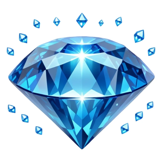 A sparkling blue diamond with a perfect cut, floating in the air. It is surrounded by a light magical glow. A symbol of value and uniqueness. sticker