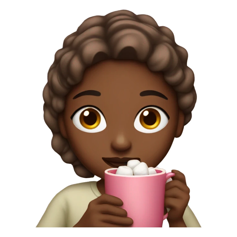 girl drinks cocoa with marshmallows sticker